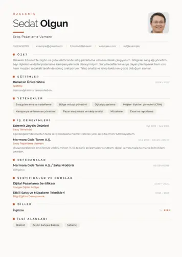 Satış Pazarlama CV Örnekleri cv indir